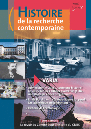 Histoire de la recherche contemporaine - tome 5 n°1